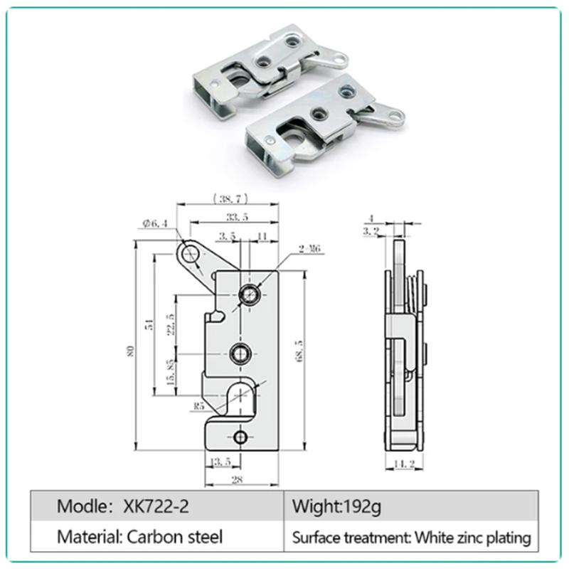 Automotive Rotary Manual Bear Claw Latch Rotary Latches Door Panel Metal Concealed Rotary Slam Lock Latch A pair of XK722-2