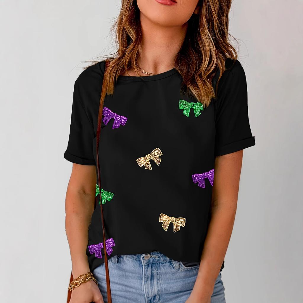 JKASHDK Damenmode Casual Sommer Frühling Kurzarm O-Ausschnitt Blusen & Hemden