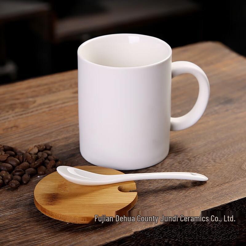 Shangqi Matte White Ceramic Mug Set with Bamboo Lids