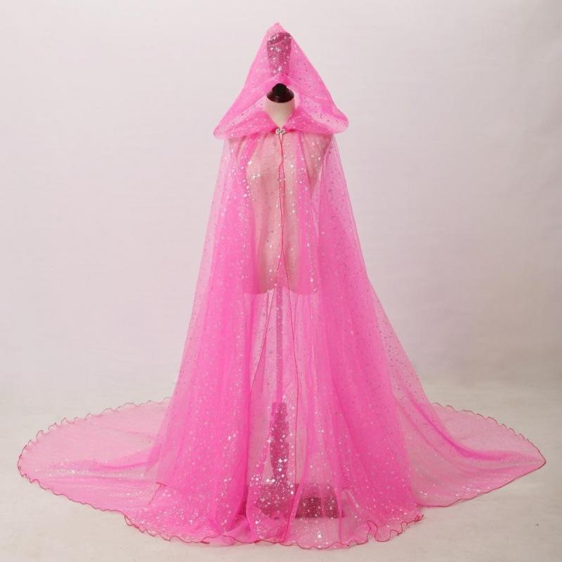 Stage Costume Shiny Hot Stamped Sequins Hooded Cape Halloween Cape Trailing Cosplay Costume Shawl *