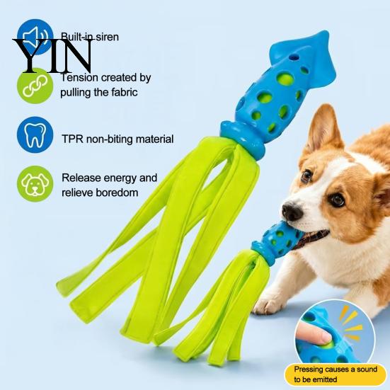 Small Medium Large Dog Toys Octopus Squid Chew Toy, Interactive Tug Squeaky Pet Molar Toy with Boredom Relief Supplies Fabric Strips, Waterproof