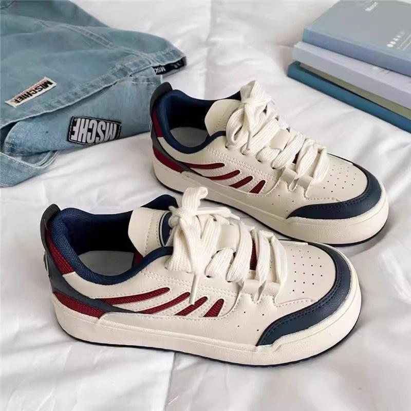 2026 Spring and Autumn New Women's Casual Shoes Thick Bottom Color Blocked Board Shoes Wide Head Women's Sports Shoes Zapatillas