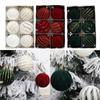 Wine Red & Green Flocking Christmas Ball Ornaments - 6pcs Festive Tree Decor!