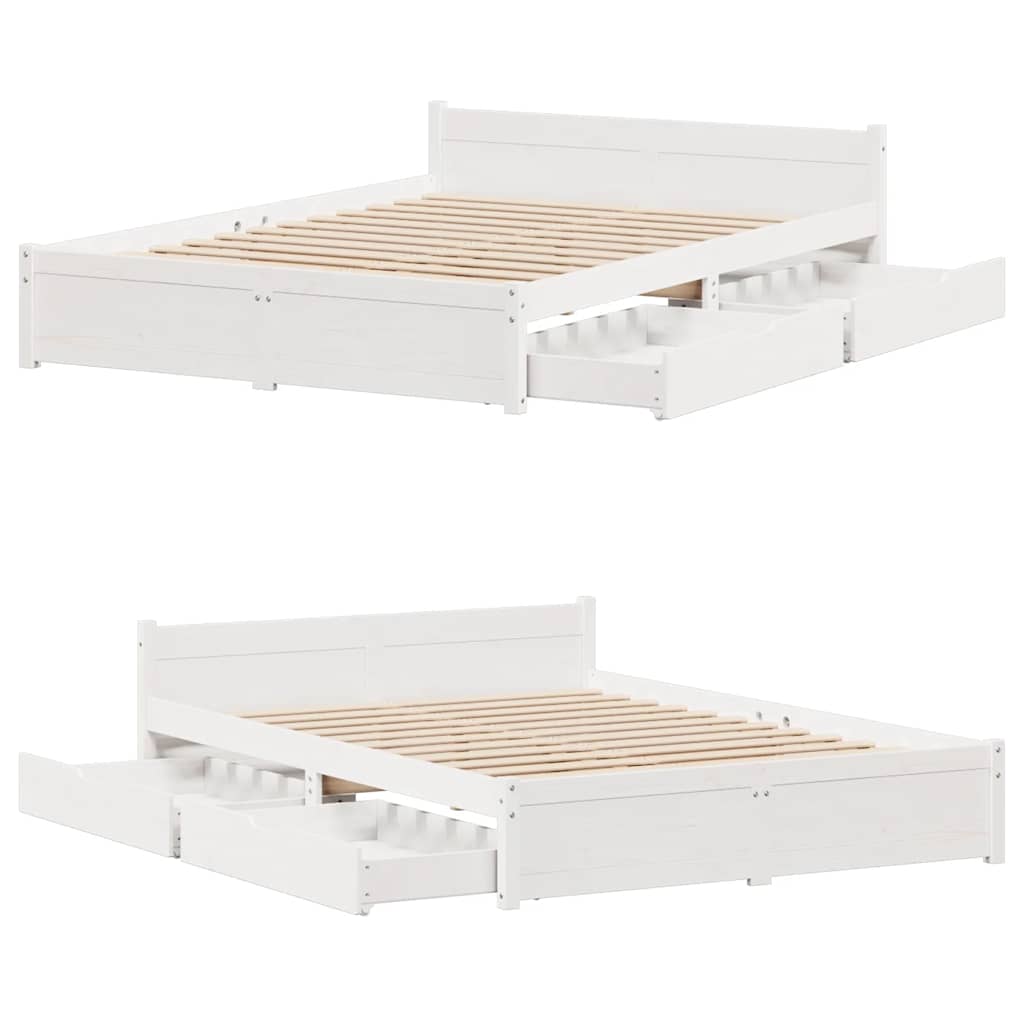 Solid Wood Bed without Mattress White 150x200 cm Pine Wood