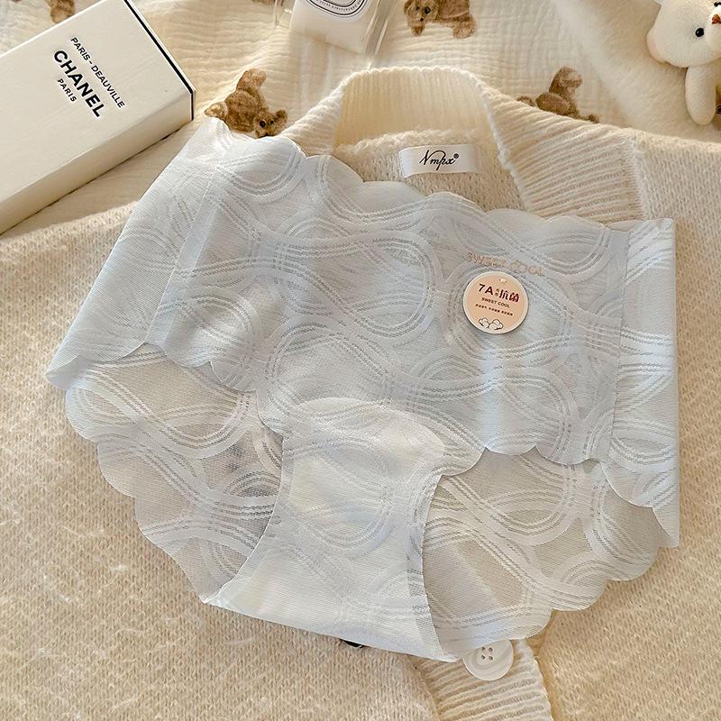 Lace Women's Panties: Mid-Waist, Antibacterial Cotton Briefs with Extended Crotch for Summer