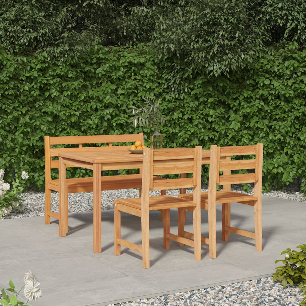 4 Piece Garden Dining Set Solid Teak Wood