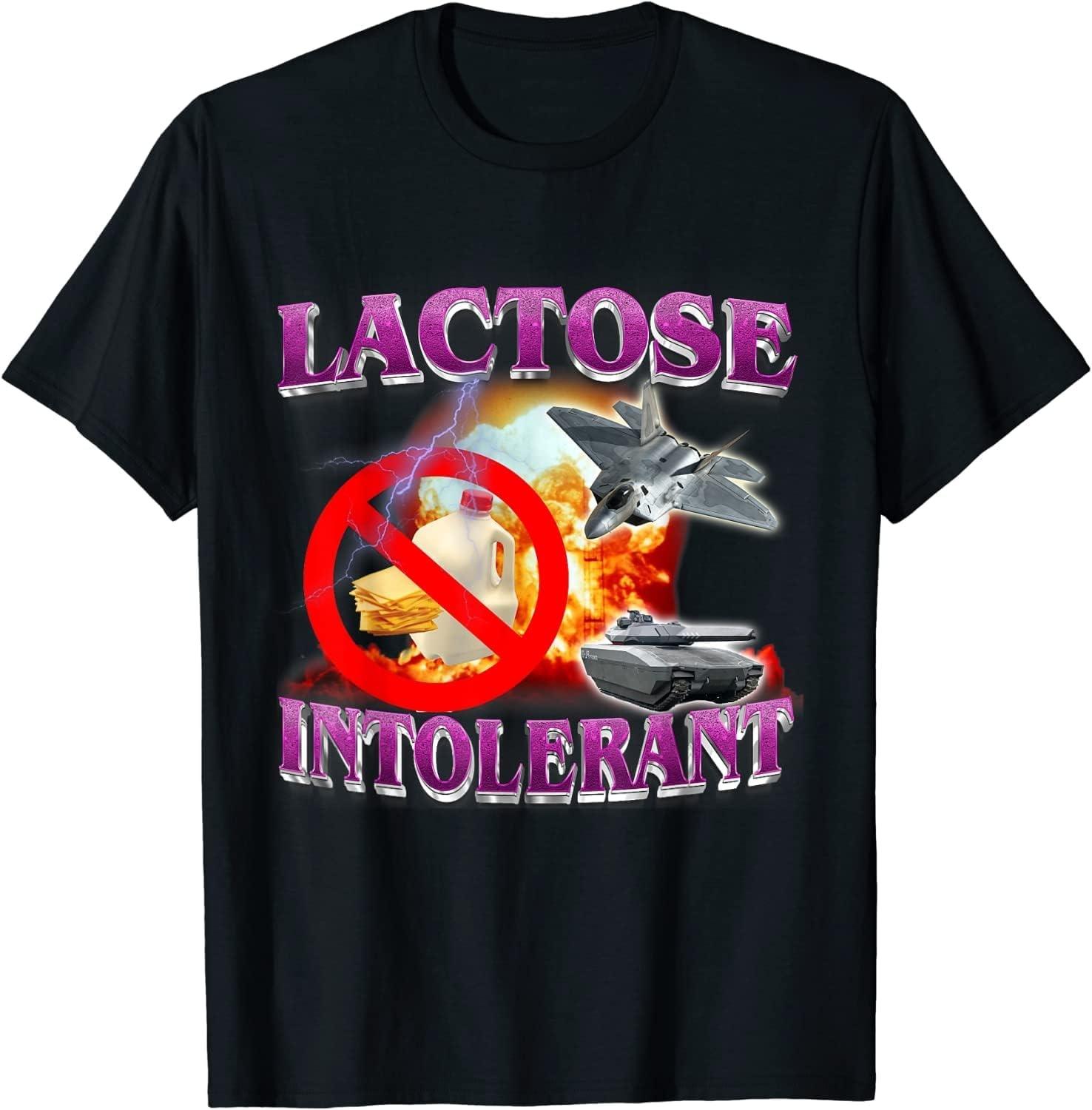 

LAUDAH Lactose Intolerant Funny Meme T-Shirt XXXXXL чорний