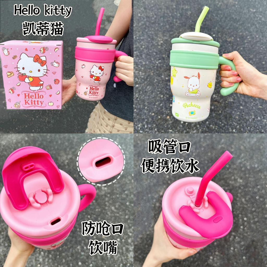 Cute Hello Kitty Stainless Steel Straw Cup For Girls Cartoon Design Portable And High-quality