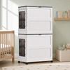 2 Pieces Storage Cabinet with Swivel Casters Collapsible for Dorm