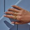 Yori Distinctive Heart-Shaped Lye Knot Geometric Hollow Ring 18K Gold Color PVD Plated Metal Texture Arrivals Jewelry Accessorie