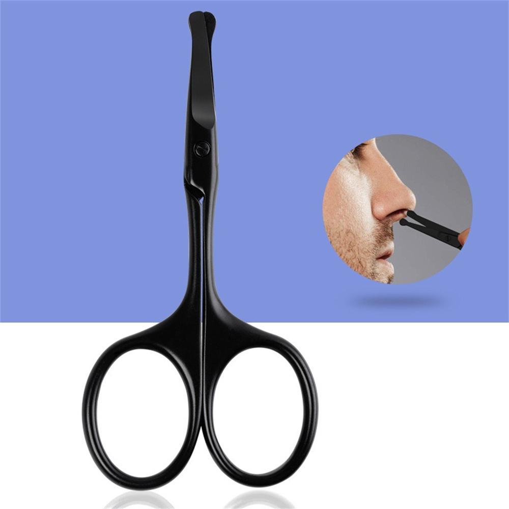 1Pc Stainless Steel Black Round Head Safe Shears Nose Hair Scissors (Do Not Hurt Nose) Stainless Steel Manual Trimming
