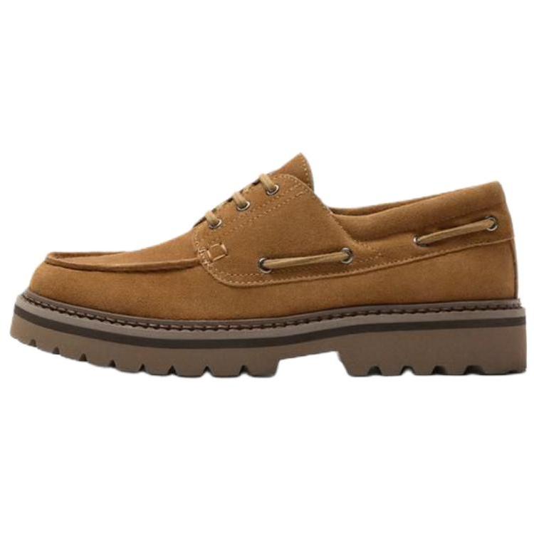 

Zara Lightweight Vintage Leather Sailing Boat Shoes Men Shoes Brown 12413520700 41