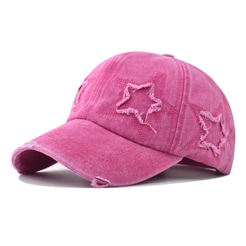 Pure Cotton Personalized Hole Five-pointed Star Baseball Cap Tide Curved Brim Ponytail Cap