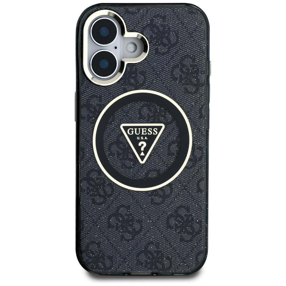 Etui Guess Iml Metal Glitter 4G Circle   Triangle Magsafe Do Iphone 16 Czarny