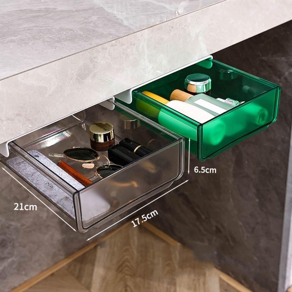ABS Undertable Drawer Storage Box Solid Color Hanging HiddenTable Storage Case Save Space Large Capacity