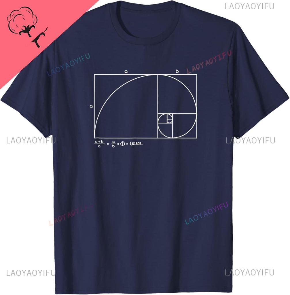 Fibonacci Golden Ratio T-Shirt Print Original Design Gifts T Shirts Cotton Streetwear Vintage T Shirt Camisas Streetwear