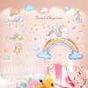 Unicorn Wall Stickers for Girls Room Decor, Rainbow Princess Cartoon Wall Decals, Cute Fantasy Nursery Bedroom Wall Art for Kids Room Decorations