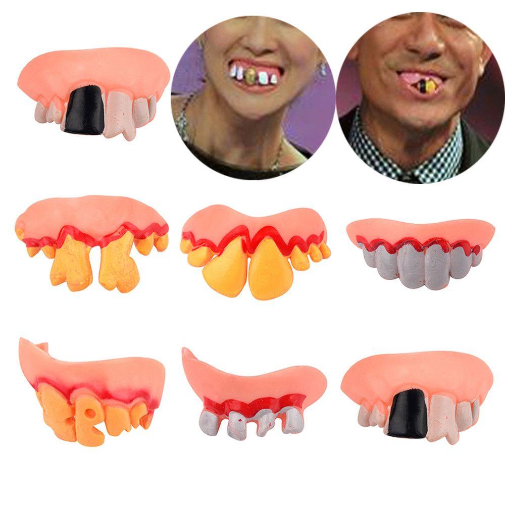 Trick Toys Party Funny Halloween Dentures Zombie Incisors Toothy Halloween Decor Prop Fake Teeth