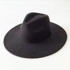 Black Jazz Hat Men's and Women's Fashion Webbing Bow Woolen Top Hat Autumn and Winter.cm Big Eaves Hat