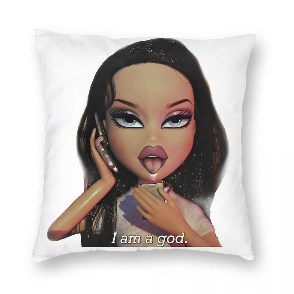 Bratz Doll I Am A God Pillowcase Polyester Linen Velvet Printed Zip Decor Pillow Case Home Cushion Cover