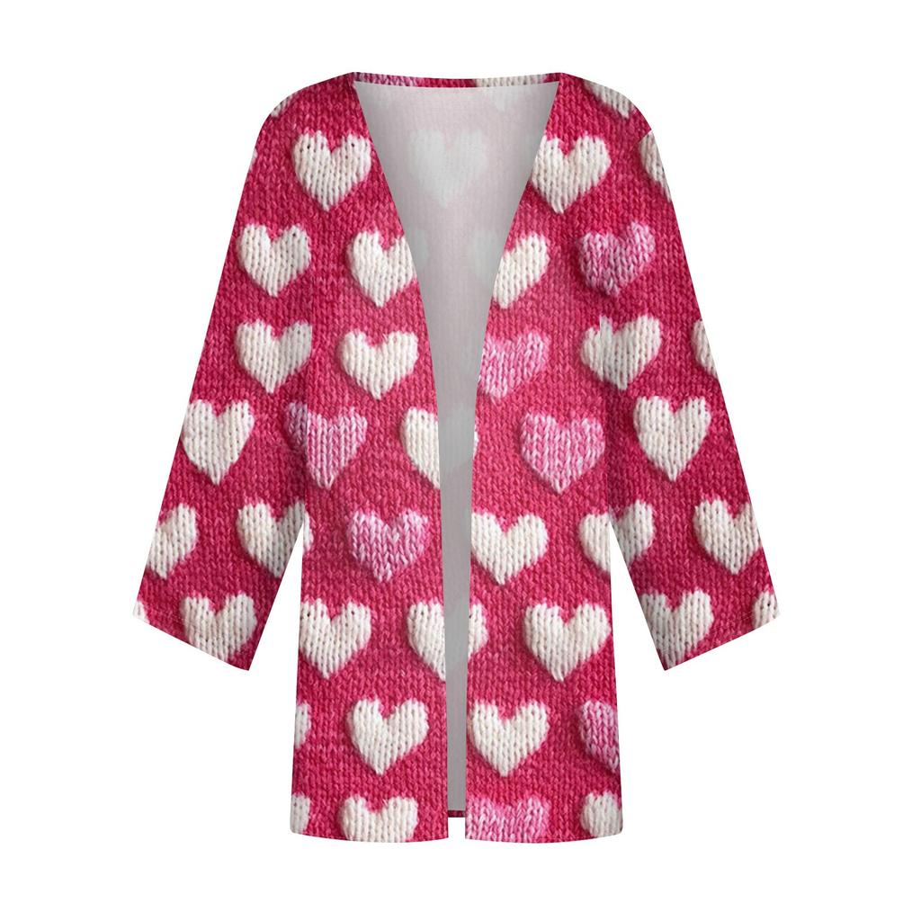 Women's Casual Fashion Print Lightweight Medium Length Jacket Cardigan