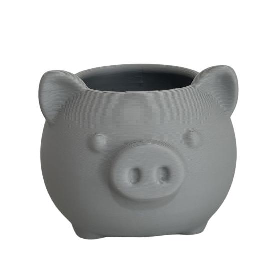 3D Printed Cute Pig Planter Cartoon Animal Shaped Cactus Flower Pot with Drainage Hole for Home Office Desk Decor