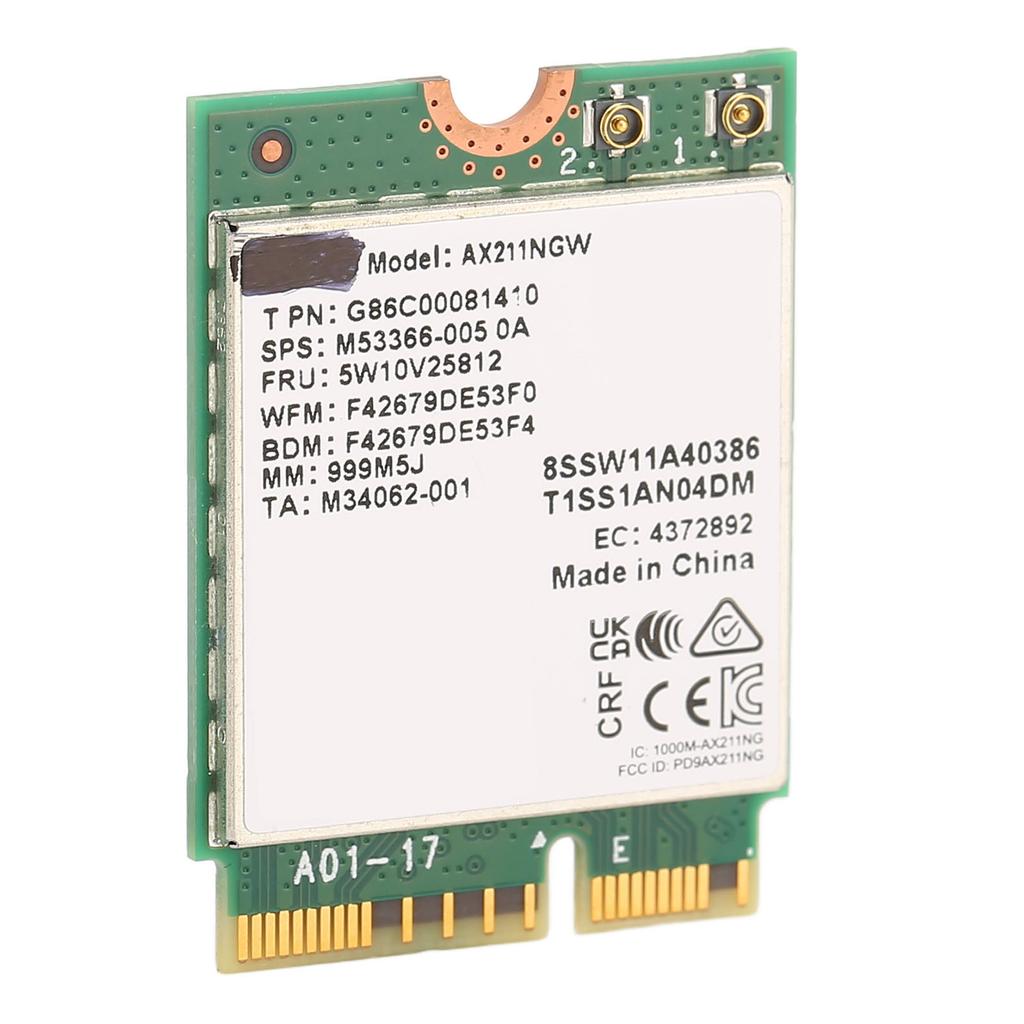 M.2 Network Card AX211NGW M.2 KEY E CNVio 2 Triple Frequency 802.11ac BT5.2 Wireless WiFi Adapter Card for Win 10