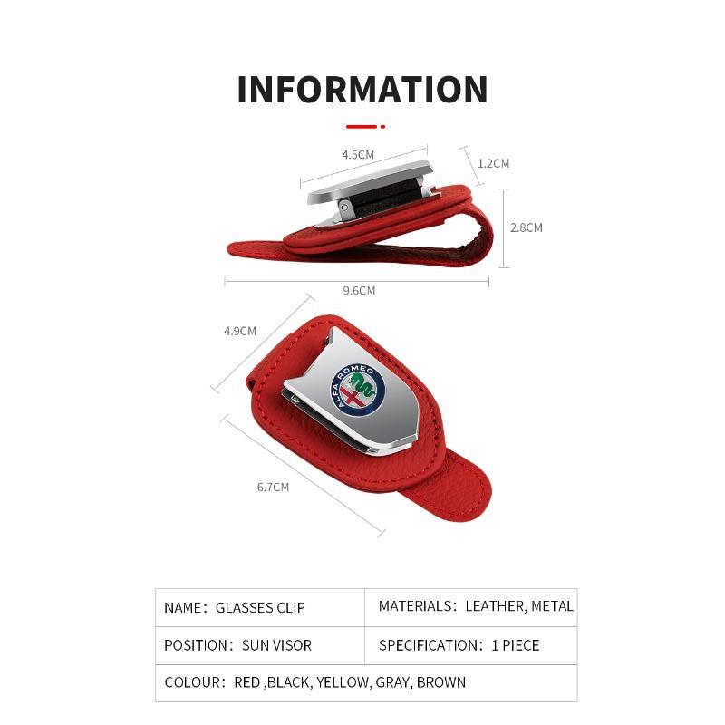 Car Auto Sun Visor Glasses Box Sunglasses Clip Card Ticket Holder Stand for Alfa Romeo Giulia Giulietta MiTo Stelvio Tonale 4C 8C Disco Volante Gloria