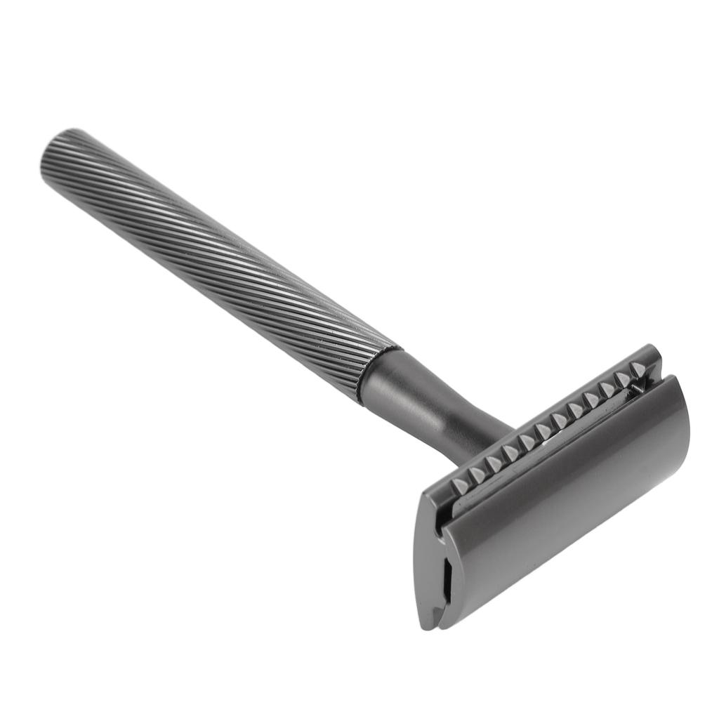 Zinc Alloy Men Portable Brass Handle Double Shaving with Base for Face Grooming