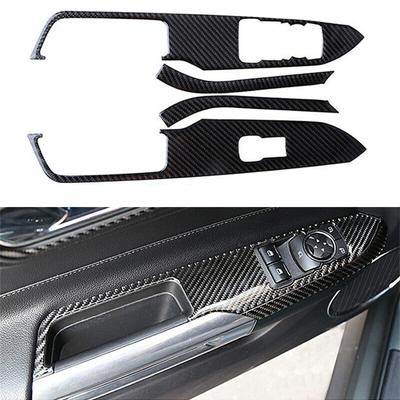 Carbon Fiber Interior Windo W Switch Cover Trim Fit For Ford Mustang 2015-2019