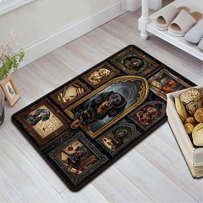 Dachshund Legacy Pattern Rug Floor Mat for Living Room or Bedroom Soft and Comfortable Carpet a Gift for Birthday and Holiday.