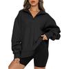 Women's Half-Zip Stand Collar Sweatshirt Oversized Loose Fit Casual Long Sleeve Pullover For Autumn Winter