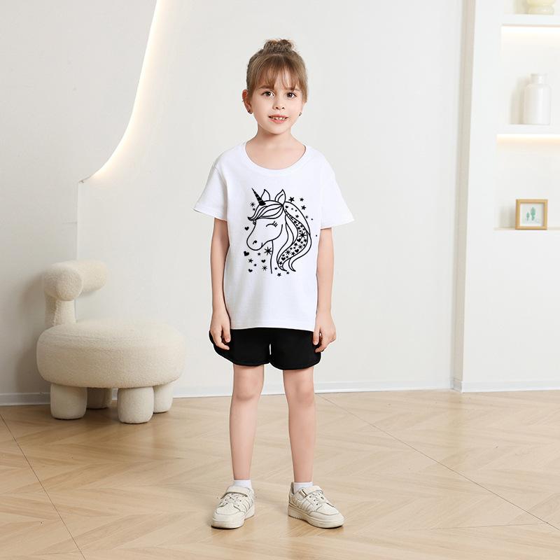 Chlapecké tričko 2-13L Dětské tričko s potiskem jednorožce Dívčí tričko Dětské 100% bavlna Oblečení Tričko Topy Tričko