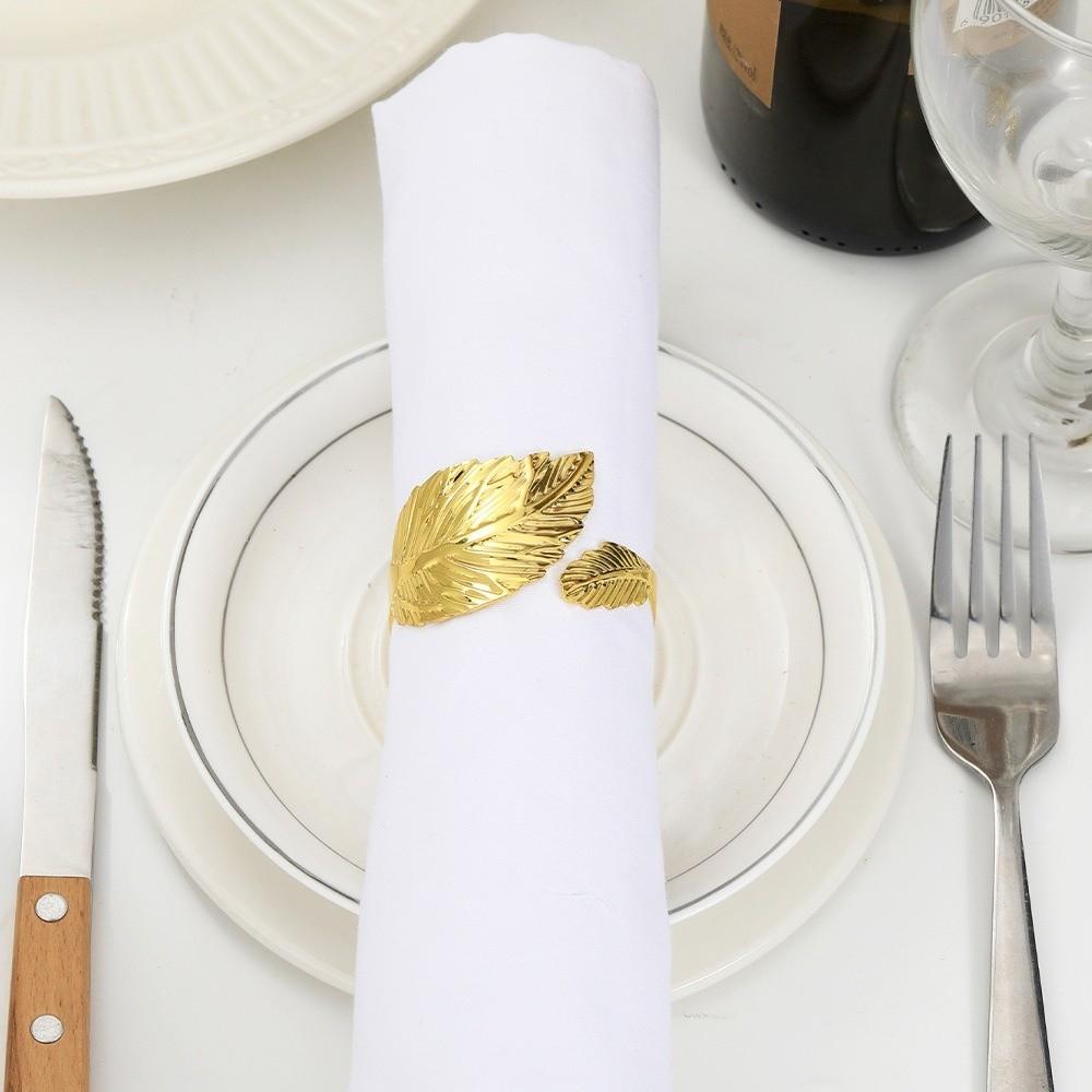 Metal Napkin Ring Buckles Gold Leaf Dinning Table Decoration  for Wedding Birthday Party