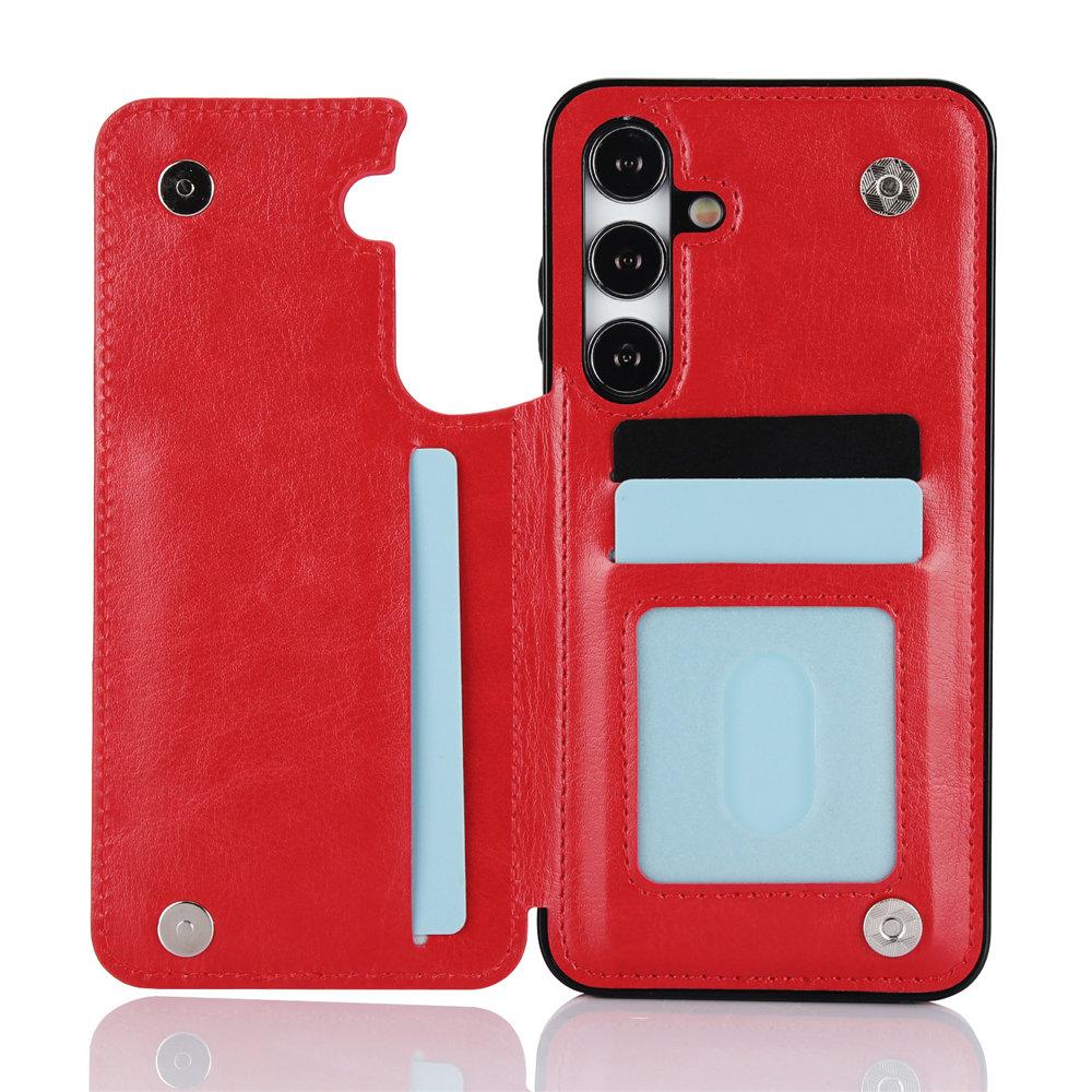 Portfel z podwójnym guzikiem, slotem na karty, podstawką, klapką, skórzane etui do Samsung Galaxy A16 A35 A55 A15 A54 A14 A13 A73 A53 A33 A32 A12 A52