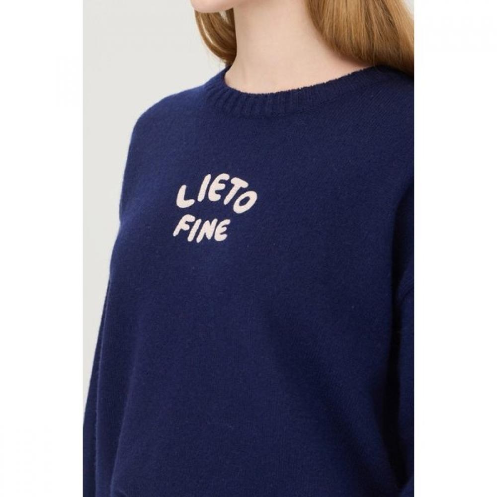 Benetton Lettering Embroidery Color Knit Bakpe4561