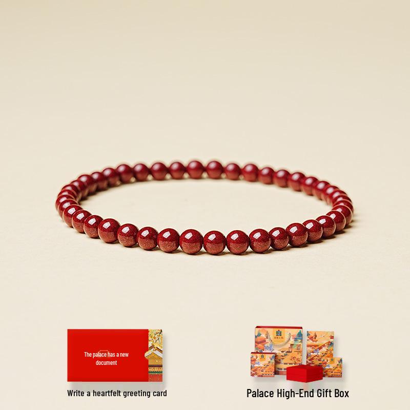 

Оригинальный браслет из красной киновари на веревочке для женщин - Подарок на день рождения