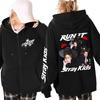 Graphic Print Loose Fit Zip Up Hoodie for Casual Streetwear