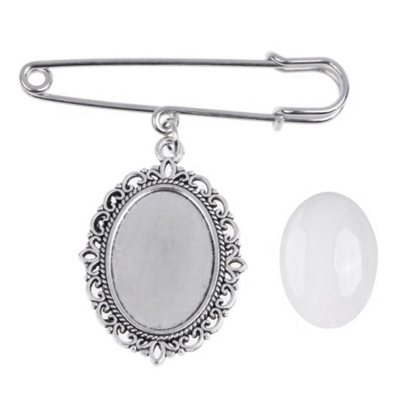 Wedding Bouquet Photo Charm Diy Pin Brooch Making Kit Lacy Frame Charm Oval Picture Frame With Pendant For Holiday Heart