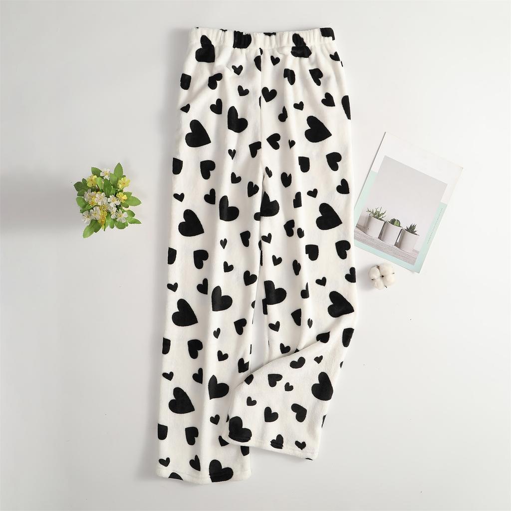 Women Pajama Pants Plush Sleep Pants Soft Elastic Waist Pajama Bottoms Patterned Pants With 2 Pockets