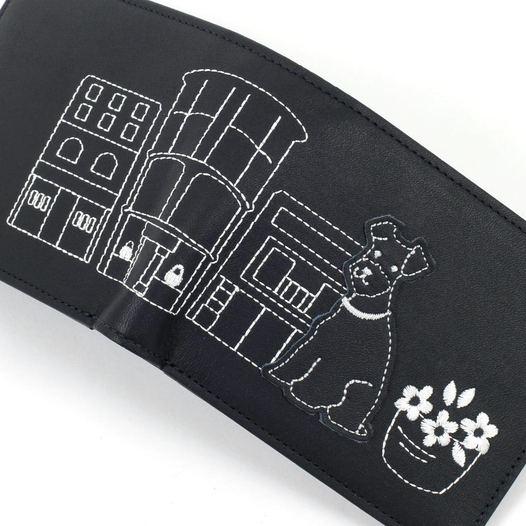Kitamura Motomachi Dog & Cat Bifold Wallet PH0803 Dark Blue (Miniature Schnauzer) [Navy] 10102