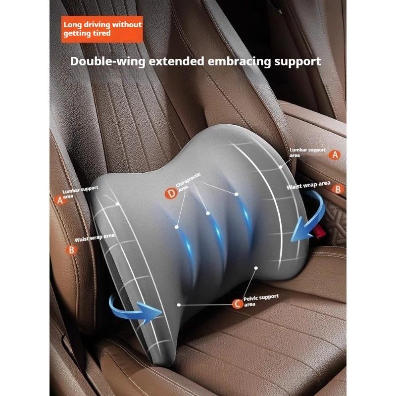 Car Seat Lumbar Pillow Set Car Memory Foam Headrest Lumbar Cushion Back Cushion Soft Comfortable Breathable Headrest Supplies