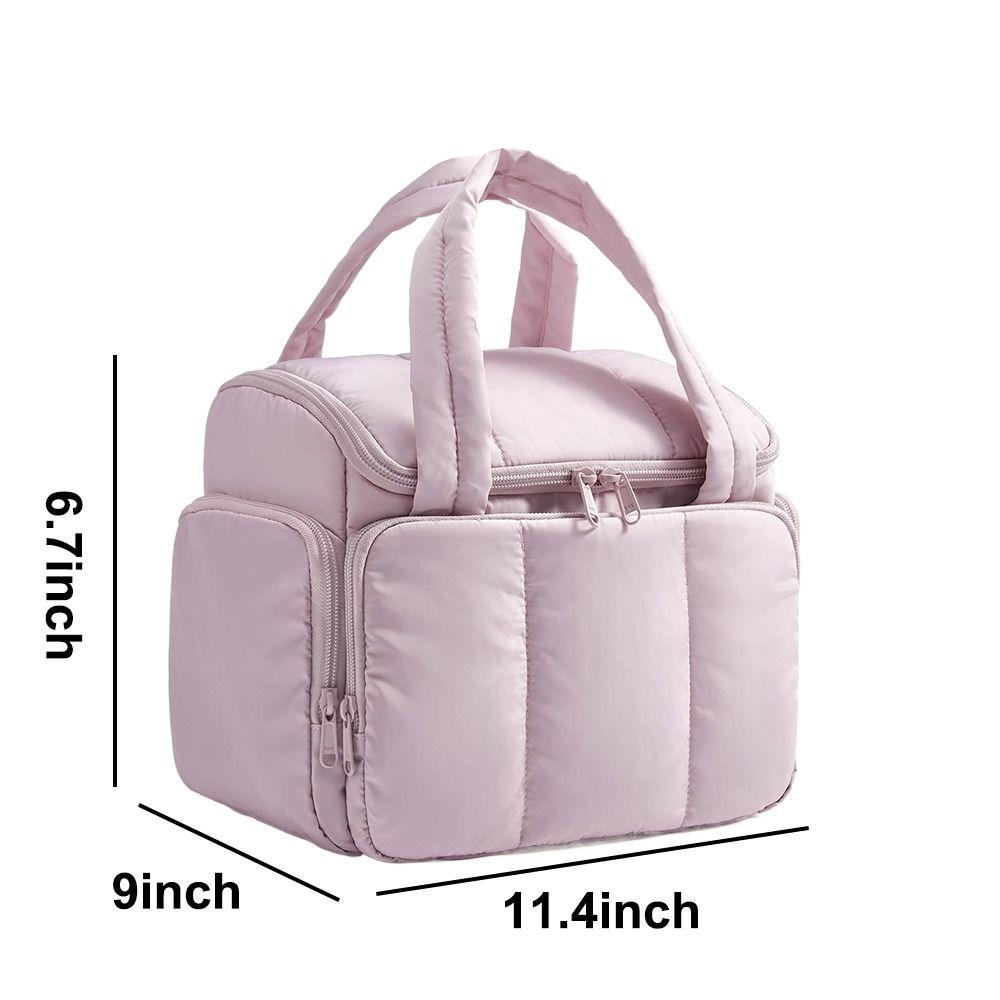 Simple Puffy Travel Toiletry Bag Quilted Multi-Pockets Duffel Bag Handheld Full-Sized Handbag Satchels Commute