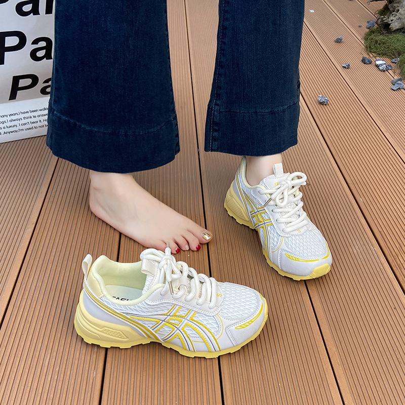 Dexun shoes women's 2025 new autumn mesh thick-soled inner height increase Forrest Gump shoes retro soft-soled casual sports women's shoes