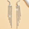2 Curved Women's Pendant Earrings, Elegant Rhinestone Tassel Long Earrings, Gorgeous Zircon, Date Gift-4019