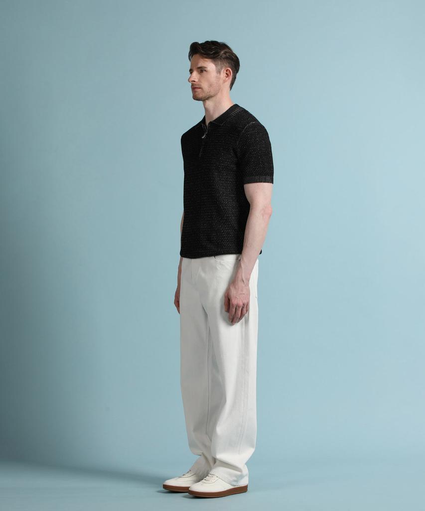 PANICALE Black Melange Half-Zip Polo Knit