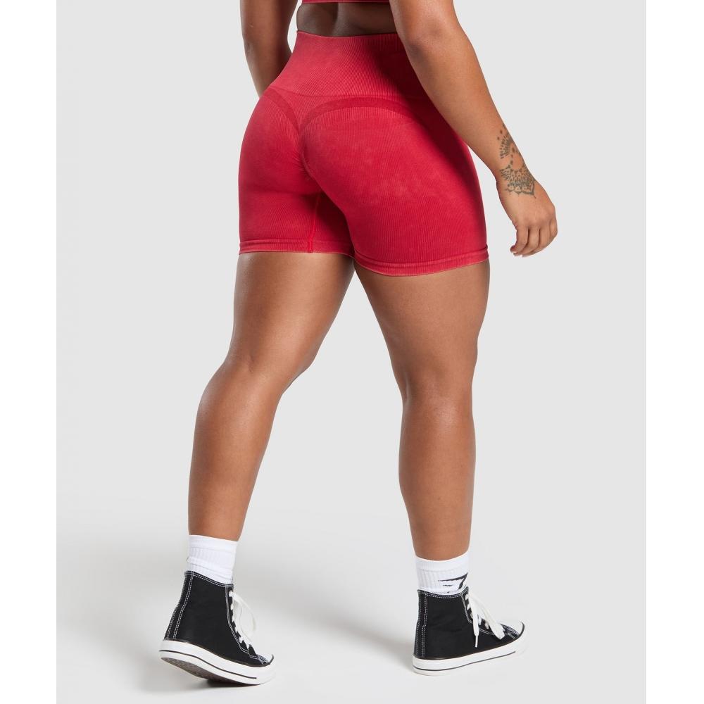 Gymshark Gains Seamless Washed Shorts Carmine Red B2c3m Rb2q