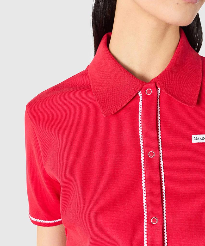 MARINE SERRE (W) Cute 70S Short Sleeve Polo T-Shirt Red Cute 70S Ss Polo T-Shirt Rd10 Red