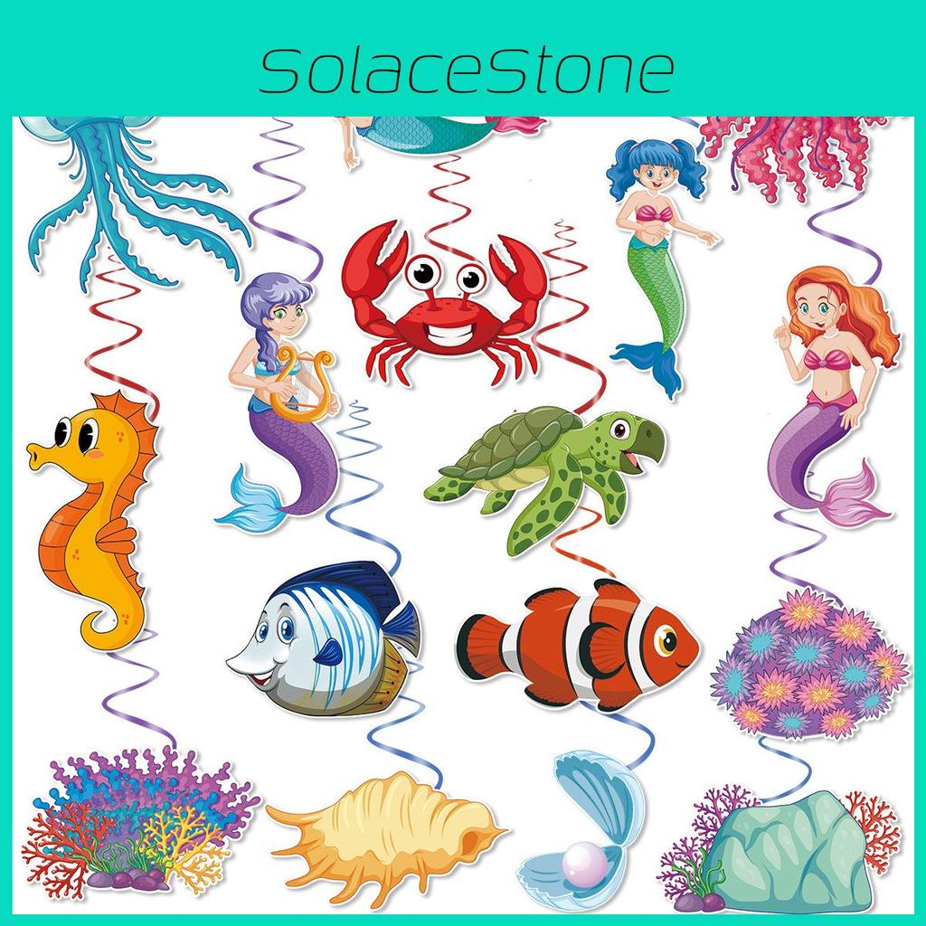 Theme Venue Mermaid Decor With Crab Seahorse Paper Spiral Hangings For Parties