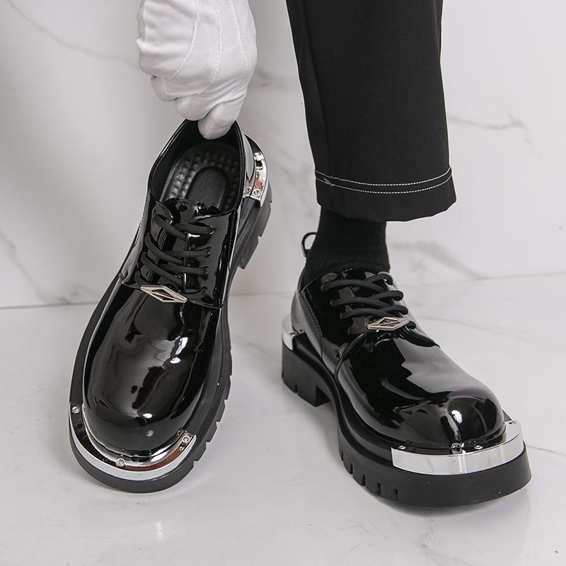 Mote Herre Høydeøkende Business Derby Sko Svart Brun Herre Tykksålet Sklisikker Mote Stor-tå Arbeidsklær Lærsko